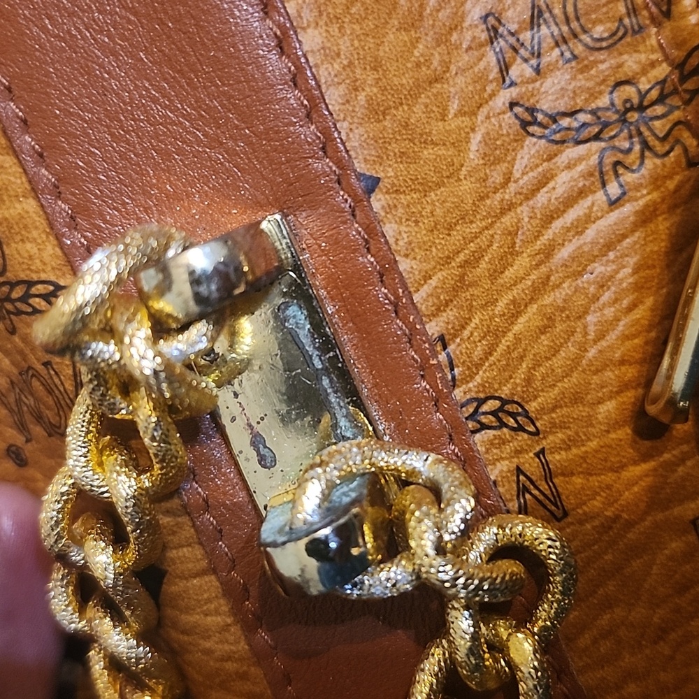 MCM Cognac Visetos Weekender Bag Vintage Made In Germany Unbranded Chains Added - Picture 12 of 17